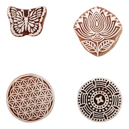 Set of 4 Piece New Mix Wooden Printing Block